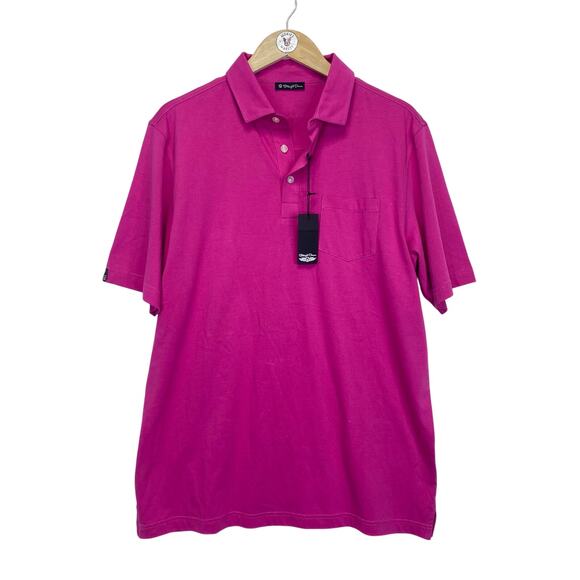 STRAIGHT DOWN Golf Classic Polo Mens Sz M Pink Solid Pima Cotton Performance NWT - Picture 1 of 9